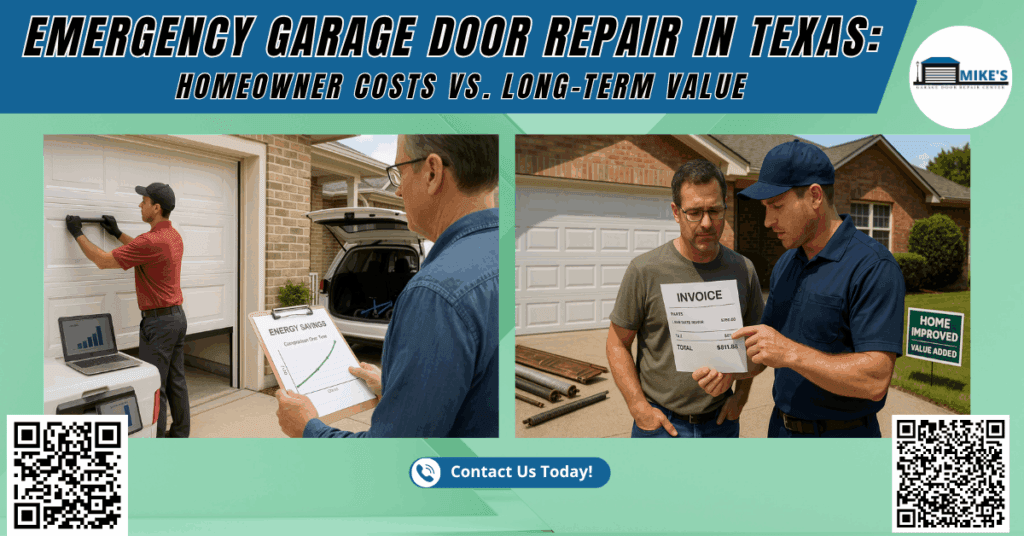 Emergency Garage Door Repair in Texas: Homeowner Costs vs. Long-Term Value - Mike's Garage Door Repair Center
